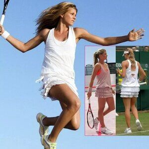 NWT Adidas Stella McCartney BROWN Tennis DRESS + BRA Pleated Skirt S Small BROWN